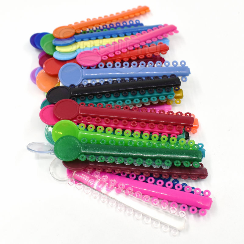 40 pçs dental ortodôntico elastômero ligaduras laços elastômicas elástico dente de borracha dentista ferramentas chaves dentes ortodontia
