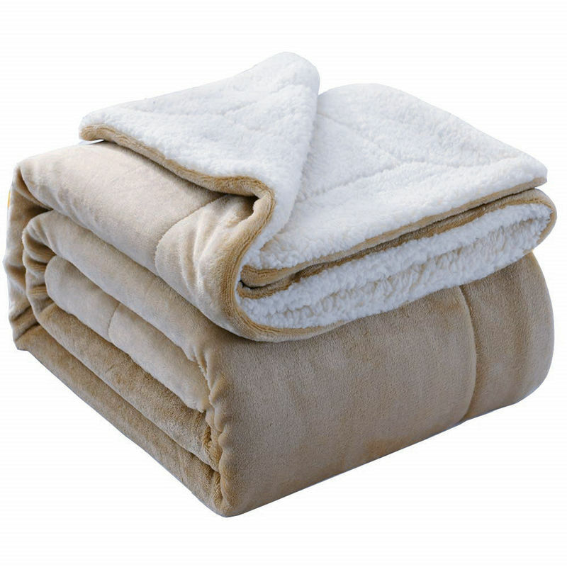 Couverture en flanelle et cachemire, plaid épais, Double couche, en laine, doux, pour lit, canapé, dessus de lit