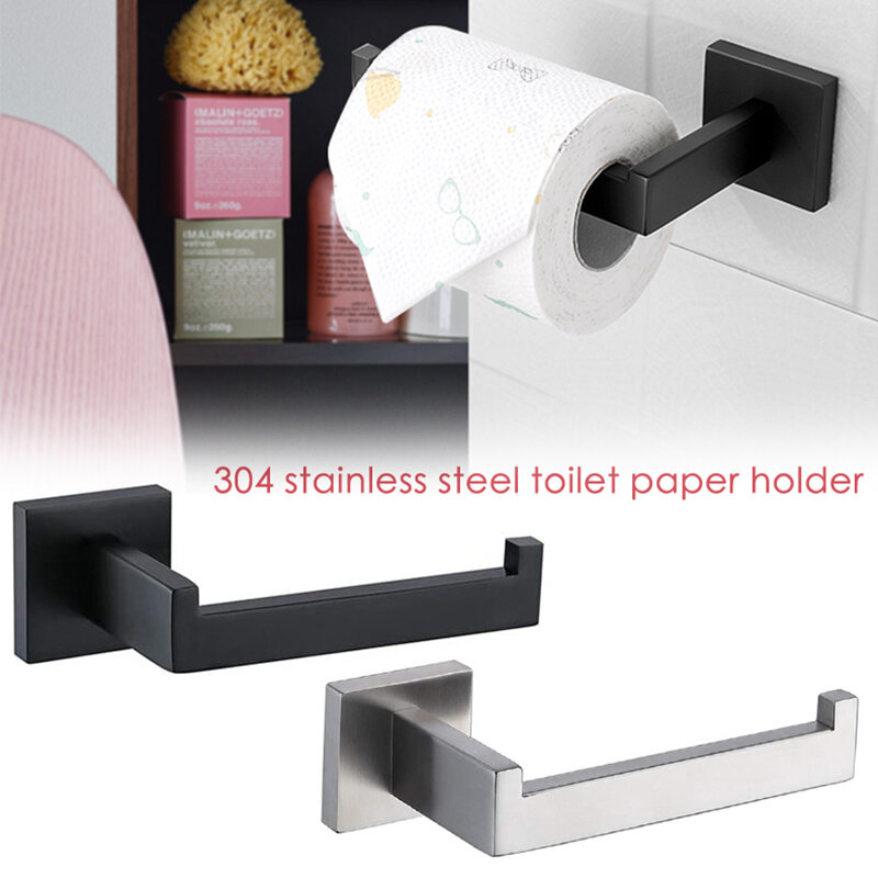 Novo 1pc preto fosco suporte de papel higiênico montagem na parede tecido rolo cabide 304 aço inoxidável acessórios do banheiro venda quente dropship