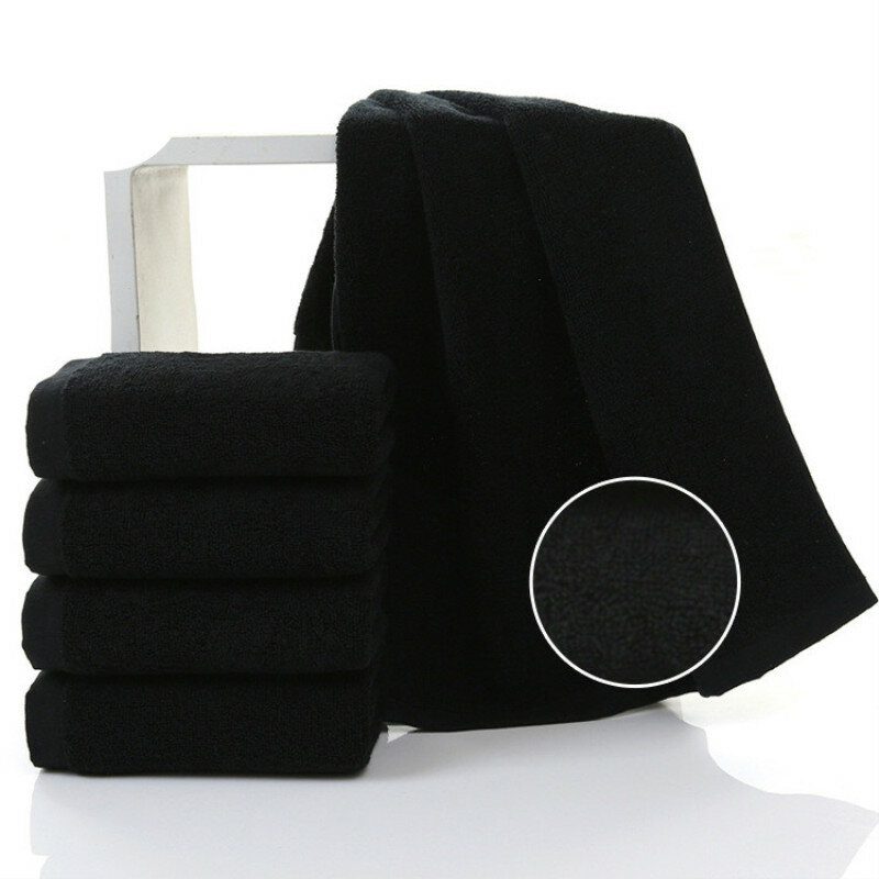 100% cotone asciugamano nero non sbiadito asciugamano jacquard morbido in fibra di bambù asciugamano nero assorbente addensato per salone di bellezza dell'hotel domestico