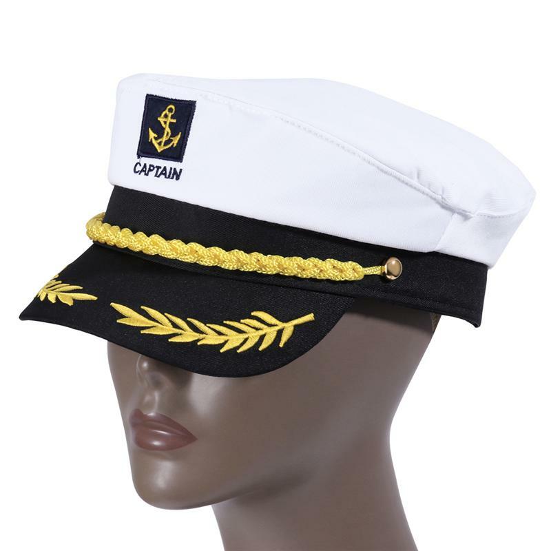 Chapeau de Capitaine de Marine Brodé pour Adulte, Déguisement de Yacht, Soleil, Marin, Halloween