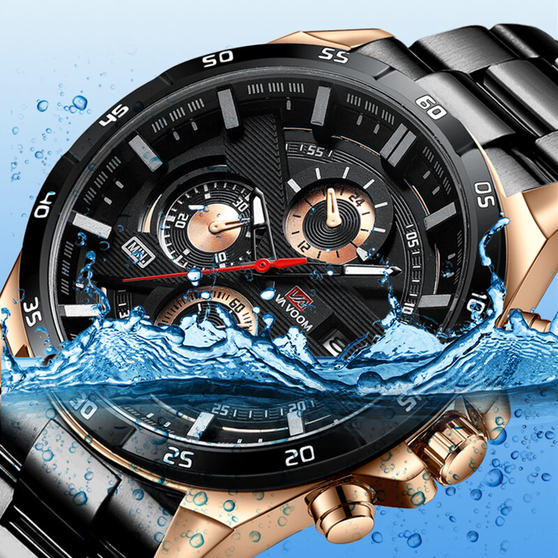 VAVA VOOM-Reloj de pulsera de cuarzo deportivo para hombre, cronógrafo Digital militar, resistente al agua, de acero