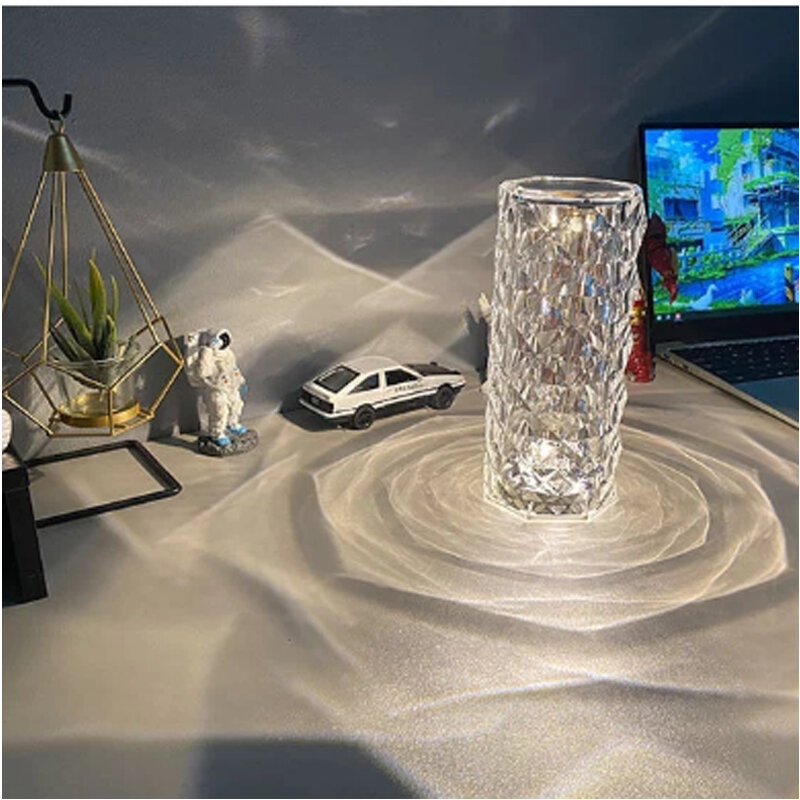 16 cor controle remoto lâmpada de mesa de cristal toque atmosfera lâmpada de mesa diamante decoração luz led carregamento toque lâmpada de cristal