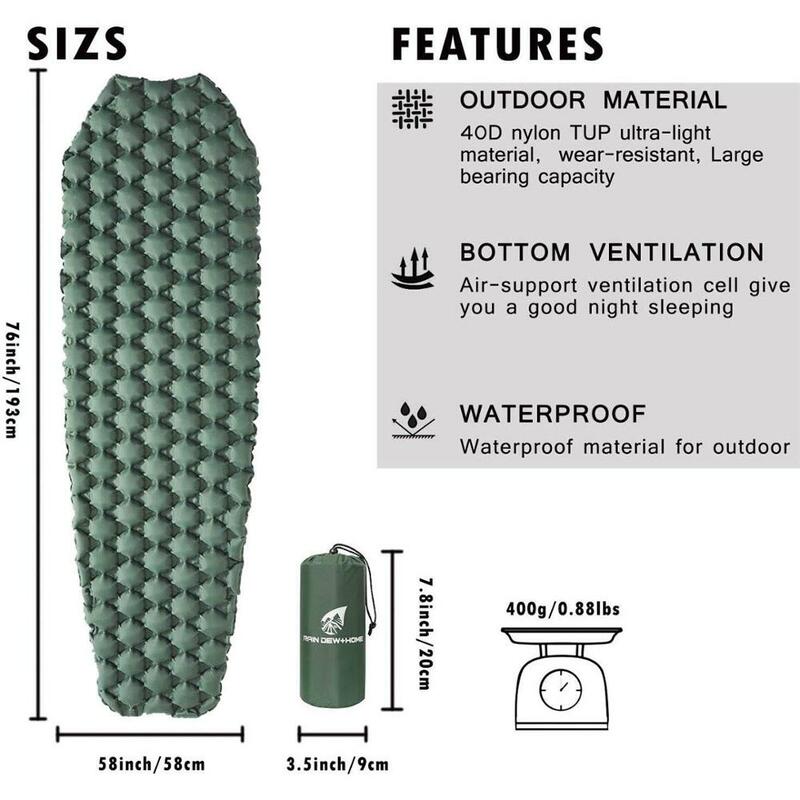 Outdoor Air Inflatable Air Cushion Sleeping Pad กันน้ำ Air ที่นอนแบบพกพา Inflatable ที่นอนโซฟา X331B