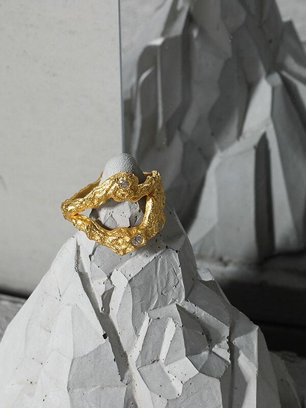 Anéis de zircônio irregular 925 aço esterlina coreano, textura para mulheres placa de ouro aberto, estética, 2021 joias finas