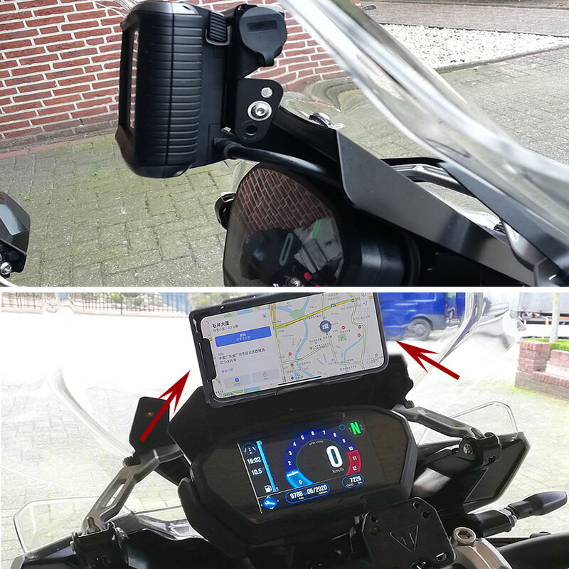 Suporte de celular para motocicleta 2018 2019 2020, placa de gps com suporte usb