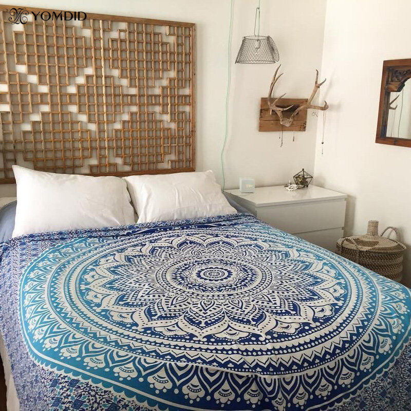 Tapiz de Mandala indio para colgar en la pared, tapiz multifuncional con estampado bohemio, cubierta de colcha, esterilla de Yoga, manta de tela para Picnic