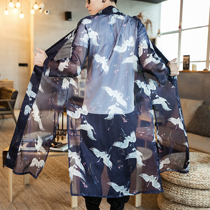 Yukata Haori-cárdigan Kimono japonés para hombre, ropa de disfraz de Samurai, chaqueta, camisa, Yukata Haori FZ2003