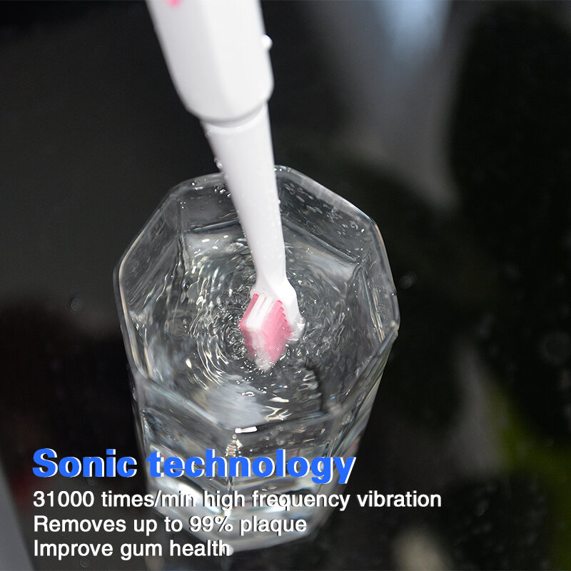 AZDENT-cepillo de dientes eléctrico AZ-06 para adultos, recargable por USB, 4 cabezales de repuesto, resistente al agua, temporizador, blanqueamiento dental