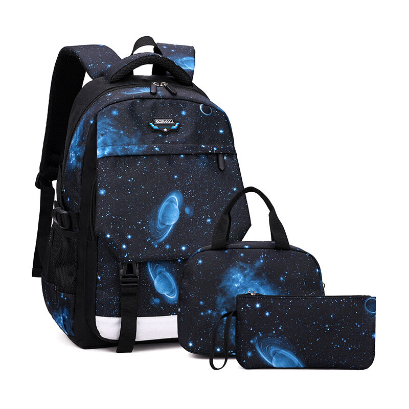 2021 Printed 3-piece school bag large-capacity nylon kids backpacks comfortable breathable set schoolbags