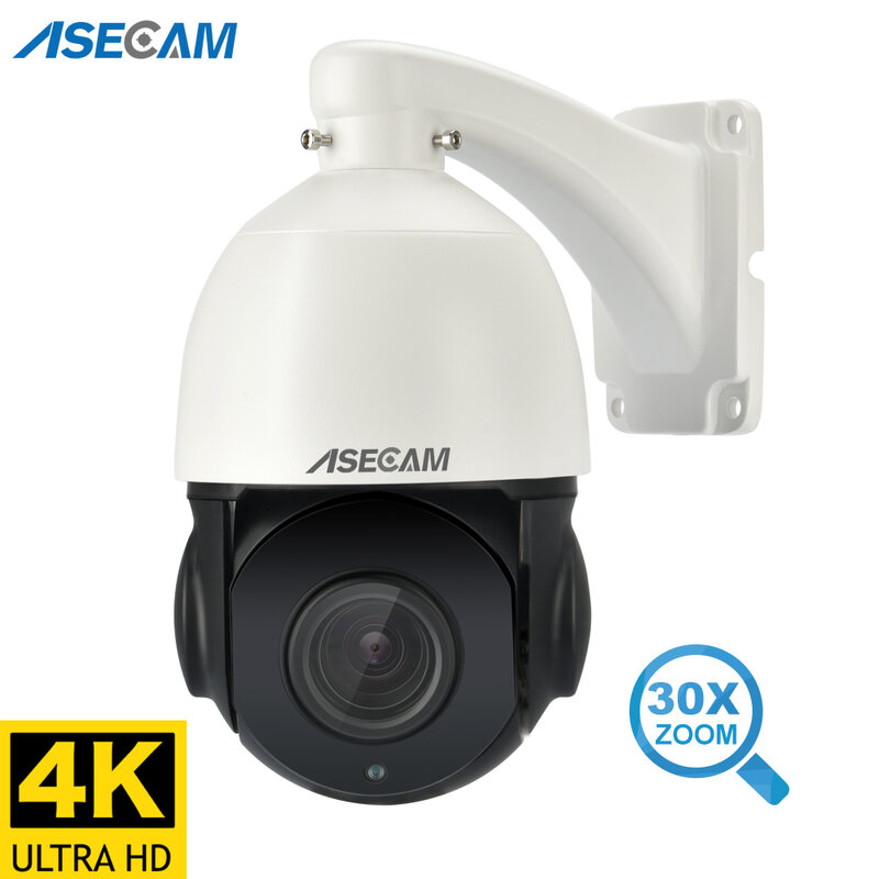 Hikvision 호환 4K IP 카메라 야외 8MP PTZ 30X 줌 CCTV Varifocal Onvif H.265 돔 보안 POE 오디오 비디오 감시