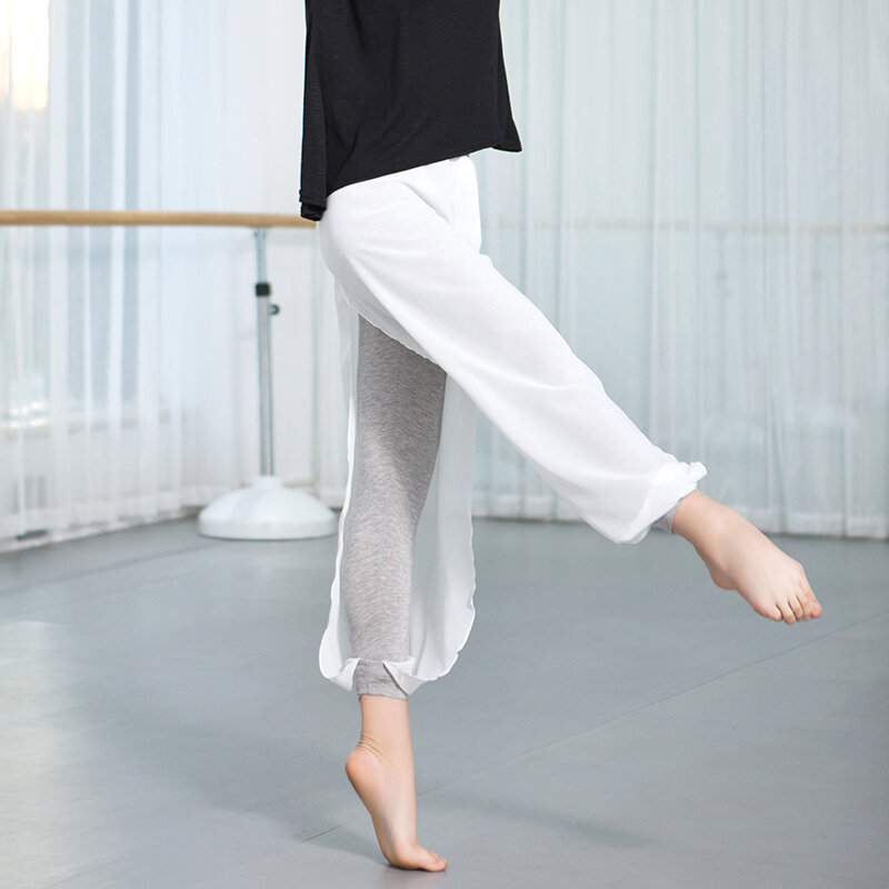 Женские брюки для йоги, современные шифоновые брюки для тренировок и танца, стройнящие штаны для латинских танцев, квадратный танцевальный ...