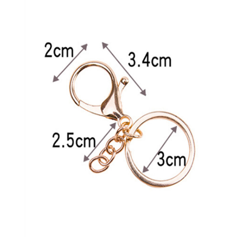 1Pcs 30mm Key Ring Long Popular classic 2 styles Plated lobster clasp key hook chain jewelry making for keychain