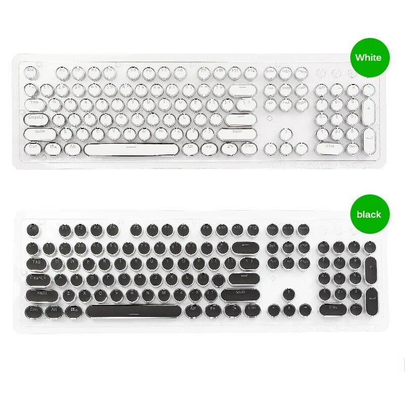 104pcs Plating Round Key Caps Plastic Material Keycap For Game Keyboard KeyCaps Personalized Retro Typewriter Key Cap Durable