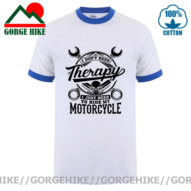 GorgeHike Trendy Biker ICH nicht Benötigen Therapie ICH Nur müssen Fahrt Motorrad T hemd männer Lustige Schädel Motocross t-Shirt Freien T