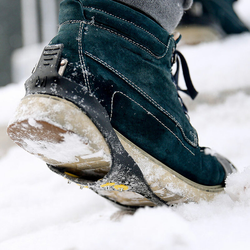 Crampones antideslizantes para zapatos, cubiertas de zapatos con empuñaduras de punta, 10 tacos, para invierno, escalada y senderismo, 1 par