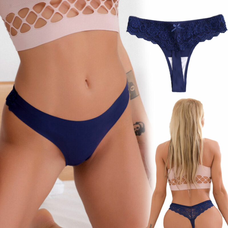 Naadloze Thong Vrouwen G-string Slipje Sexy Kant See-Through Underpants Lage Taille Comfortabele T-Back Lingerie Effen Kleur