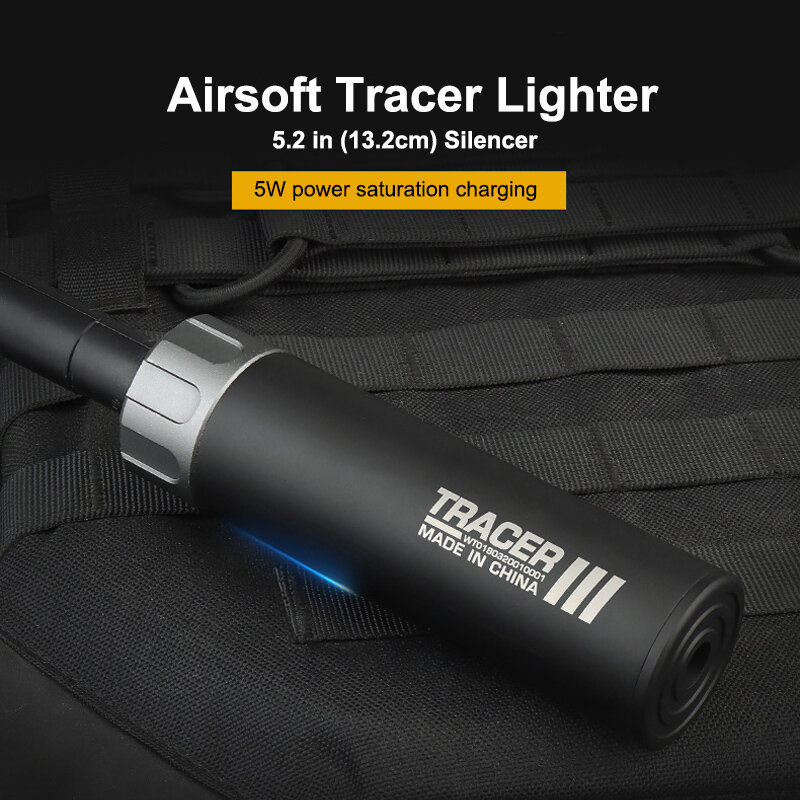 Briquet traceur paintball airsoft,crache-feu, 14mm avec silencieux, accessoires de tir automatique à fluorescence excitée, 6,3 pouces,