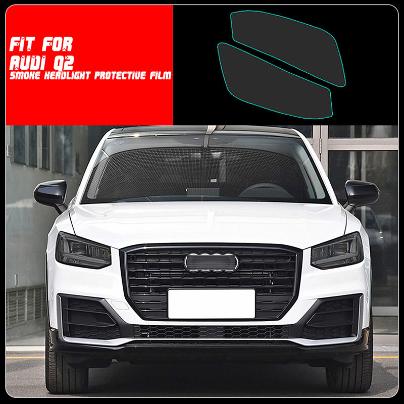 Film de protection pour phares de voiture en TPU, autocollant, prédécoupé, pour Audi Q2, LH + RH Smoke
