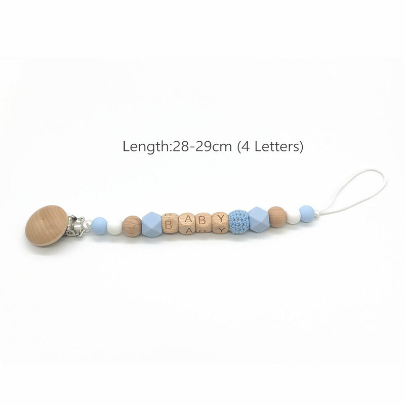 DIY Pacifier Chain Personalized Pacifiers With the Name BPA Free Silicone Beads Nature Wood Baby Teether Dummy Clips Holder