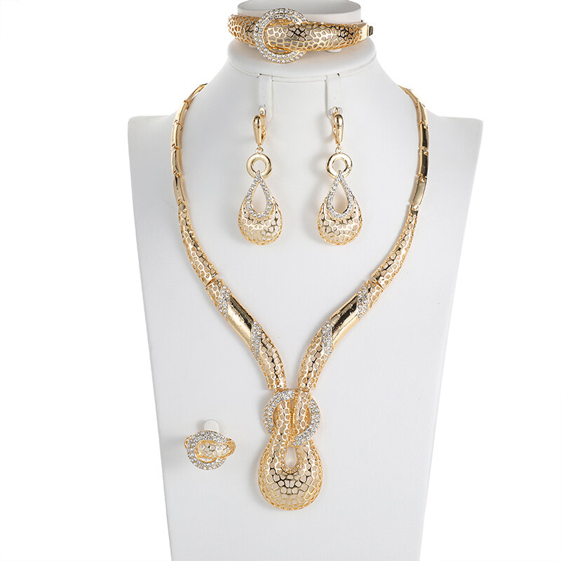 Fani-Accesorios de boda nigeriana para mujer, conjunto de joyería italiana nupcial, conjunto de joyería de Dubái, color dorado, 2021, venta al por mayor