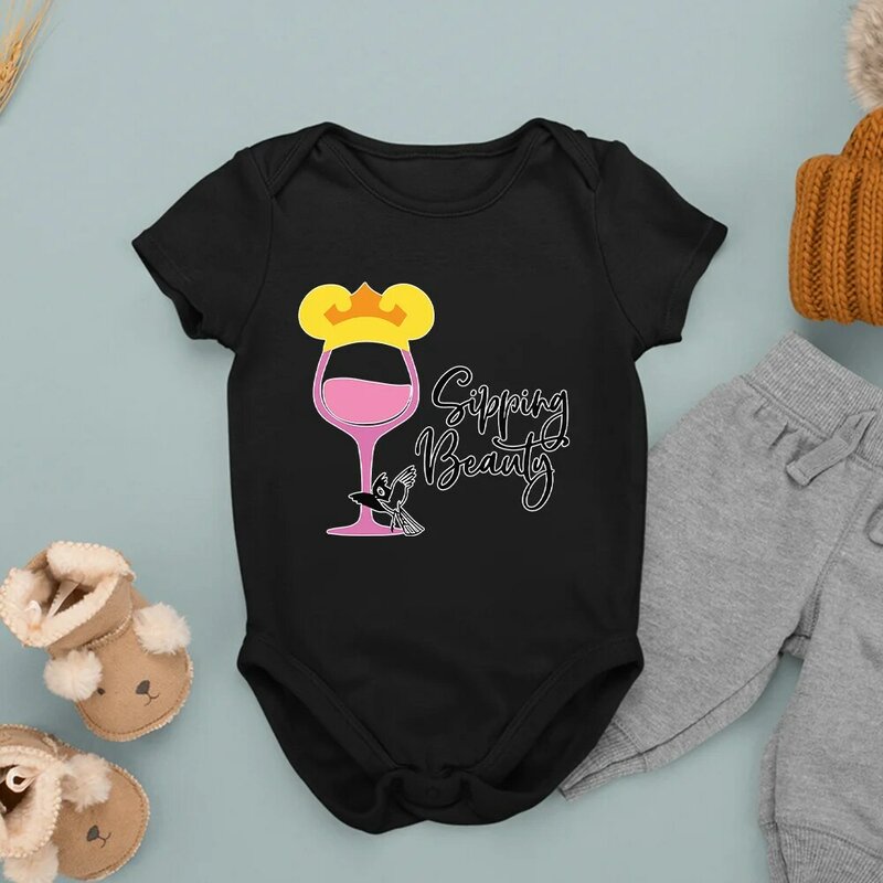Disney Series Infant Romper Cartoon Printing Wine Glass Princess Baby Girl Boy Harajuku Fashion Summer New Products Drop Ship