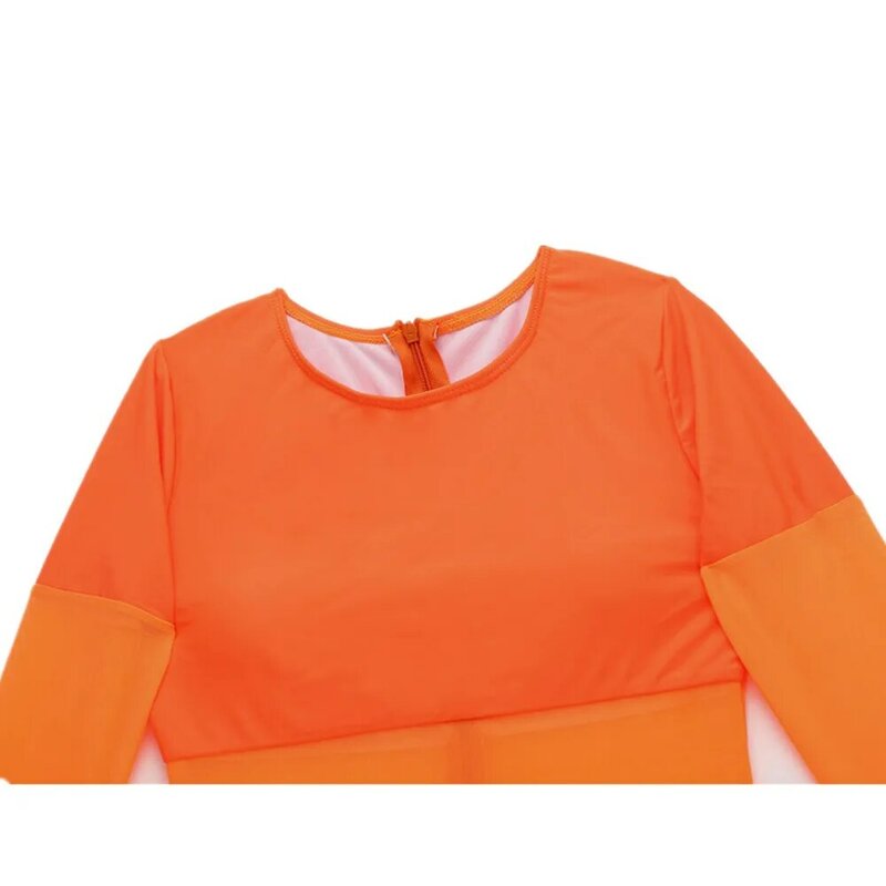 Jednoczęściowy strój kąpielowy z długim rękawem Mesh stroje kąpielowe usztywniany 2021Bikini pomarańczowy strój kąpielowy Femle Beach Wear Ladies Biquini