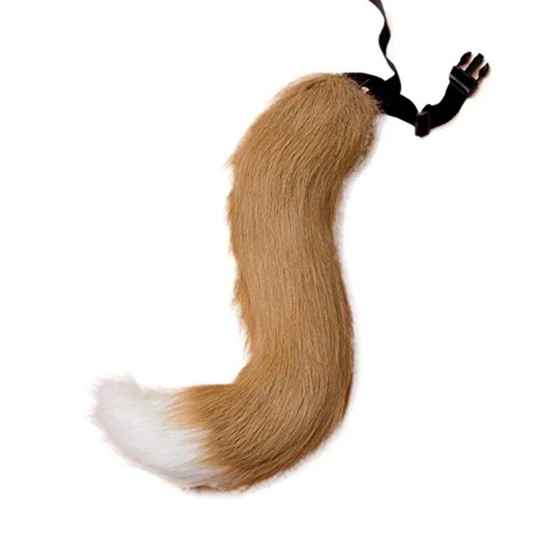 Pelliccia sintetica animale pieghevole coda peloso lupo cane Anime Halloween Cosplay Party Prop L41B
