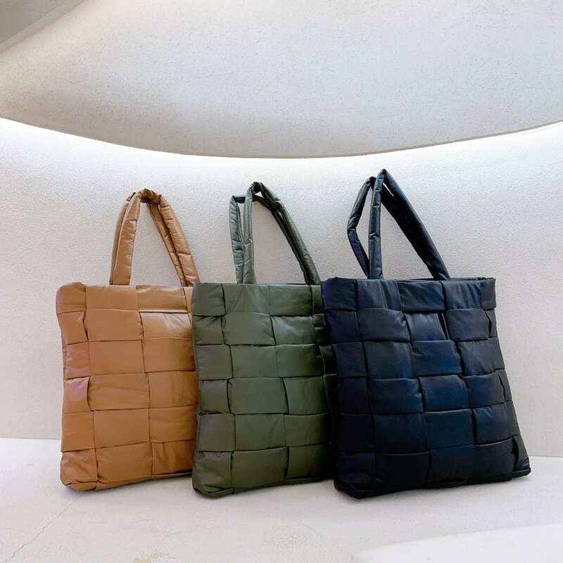 แบรนด์ PU ทอ Tote กระเป๋าสะพายกระเป๋าขนาดใหญ่กระเป๋าถือแฟชั่นเบาะ Shopper กระเป๋าผู้หญิง2021กระเป๋าถือสุภาพสตรี