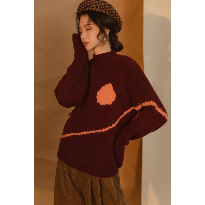 Sweater Wanita Desain Independen Menyenangkan Kuning Telur Sweater Pullover Atasan Korea Musim Gugur dan Musim Dingin Sweater Wanita Jaket Kasual