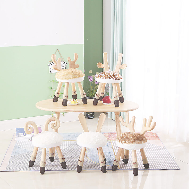 Tabouret en bois massif pur pour enfants, Table et chaise de maternelle pour bébé, bureau et chaise d'école