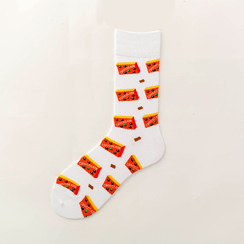 Coloridos calcetines de algodón para mujer, calcetín con diseño de fruta, comida, Animal, dibujos animados, para regalo, 6 par/lote