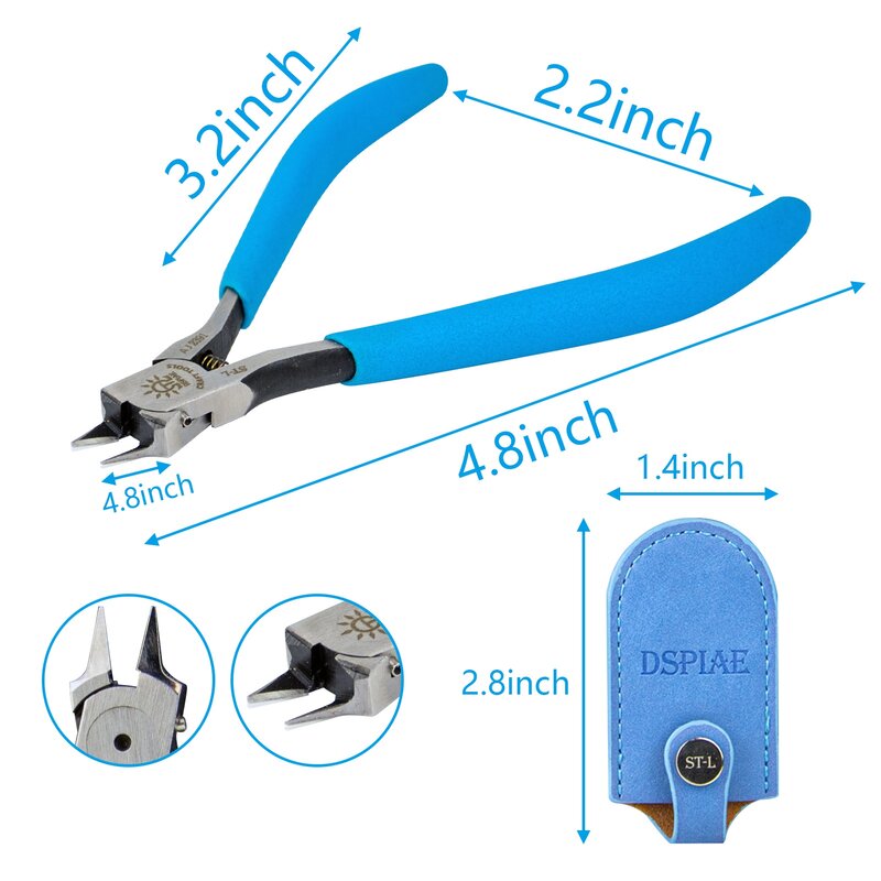 DSPIAE-Alicates sin cuchilla ST-L, herramienta de mano, para piezas pequeñas y grabadoras, azul, novedad