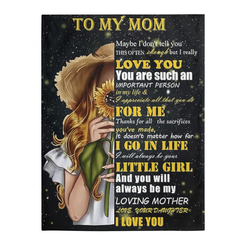 Letter Blanket To My Mom You Are Such An Important Person Printed Throw Blanket Personalized Sofa Blankets Mother's Day Gifts