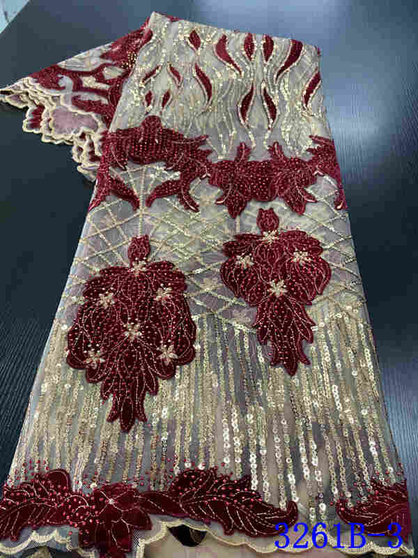 Tela de encaje de terciopelo francés nigeriano, tejido de alta calidad con lentejuelas bordadas, encaje de novia africano, YA3261B-4, 2020