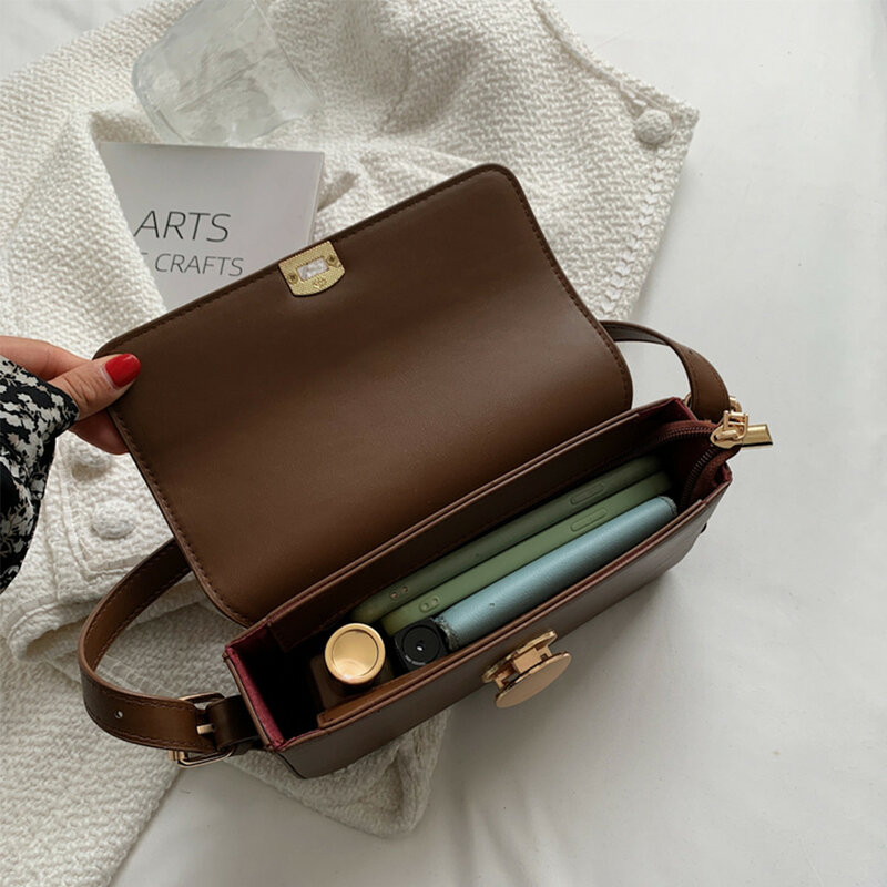 Женская сумка через плечо, однотонная Дизайнерская кожаная сумка, 2021