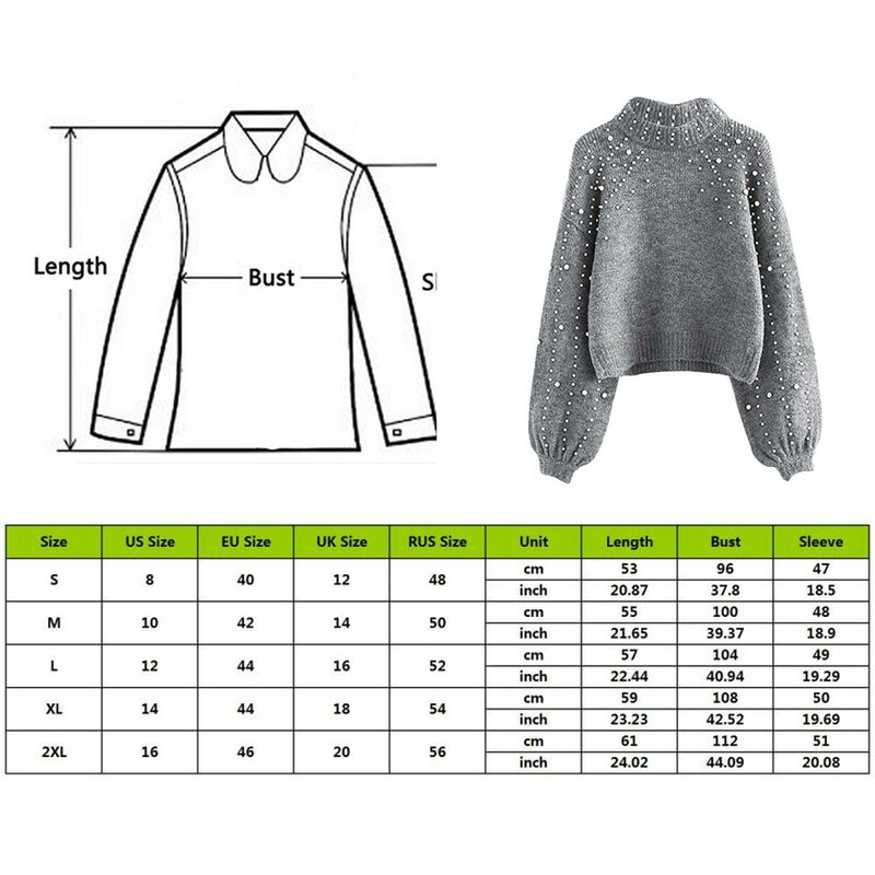 Suéter de punto con cuentas para mujer, jersey con cuello roscado, a la moda, Otoño, 2020