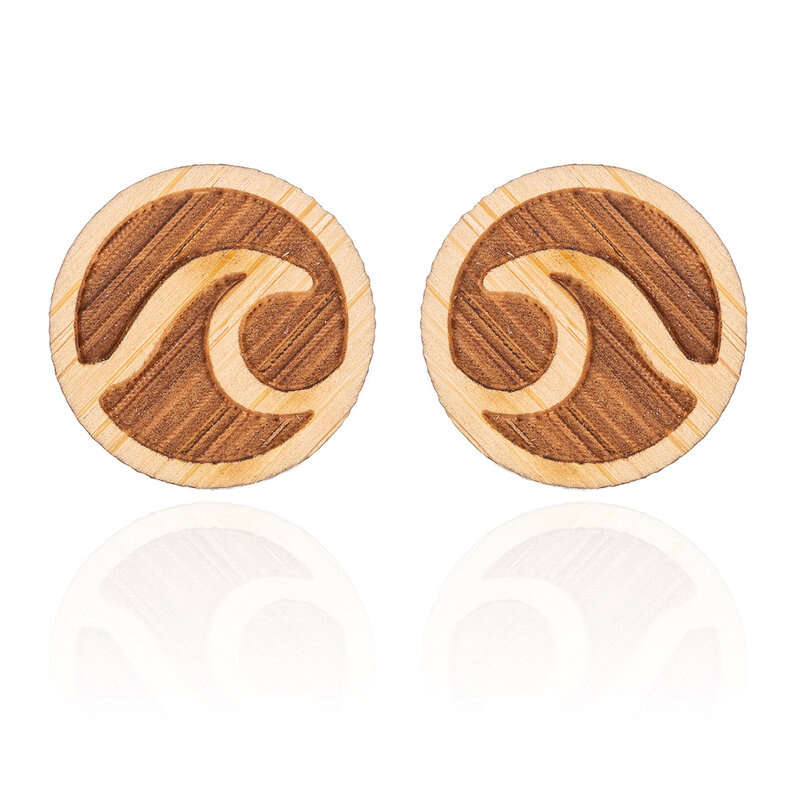 FENGLI Girls Earings Geometric Wave Stud Earrings for Women Girls Kids Sea Tiny Wooden Earing Wholesale Price