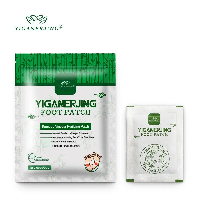 Yiganerjing-フットデトックスパッチ,10ピース/バッグ,毒素パッド,体,痩身,クレンジング,粘着性,睡眠を改善