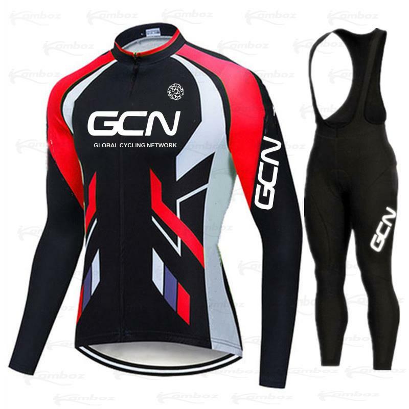 GCN-Conjunto de ropa de ciclismo para hombre, maillot de manga larga y pantalones con pechera, ropa para bicicleta de montaña, otoño 2021