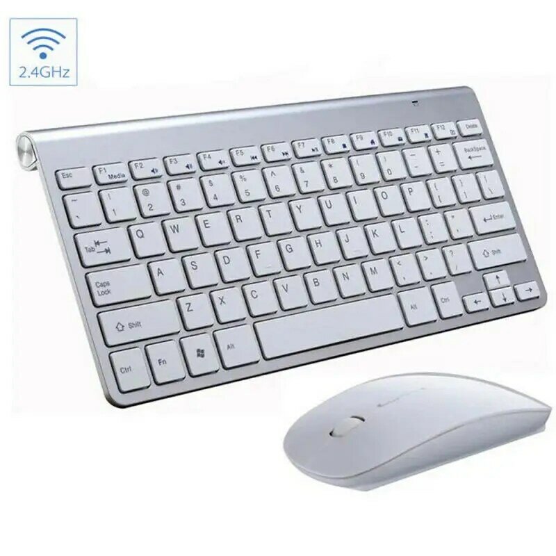 2.4G Keyboard Nirkabel dan Mouse Gamer Set Mouse Keyboard Multimedia Mini untuk Laptop Notebook PC TV Persediaan Kantor