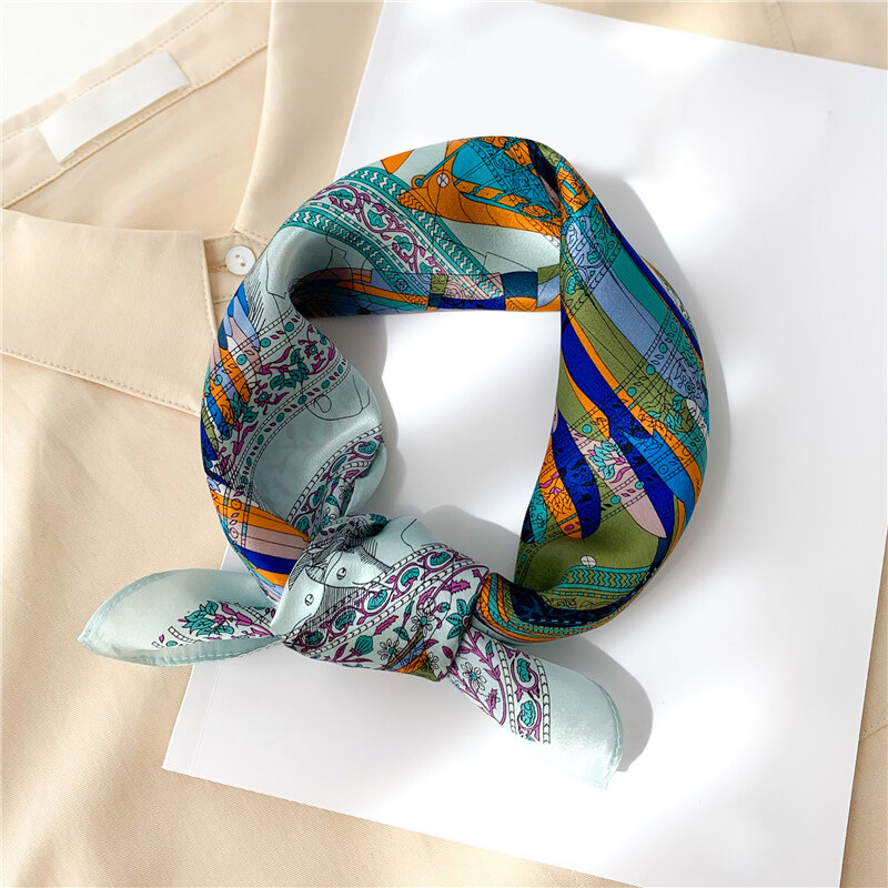 Новый дизайн 2021, шарф из натурального шелка, женский маленький шейный платок, квадратные шарфы с принтом, бандана, женский платок, весна-лето