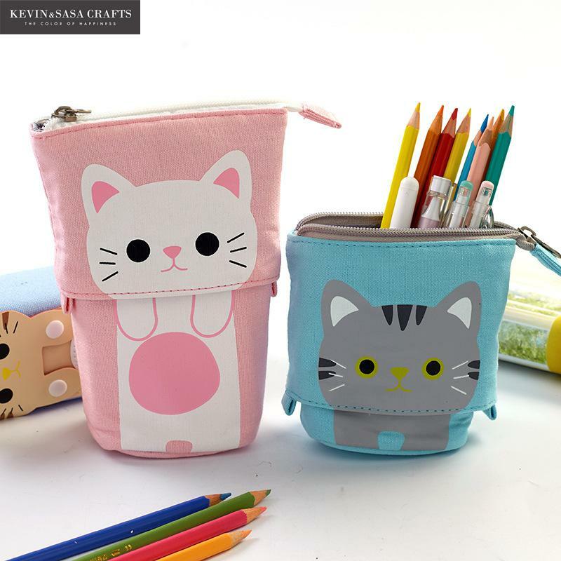 Trousse à crayons avec motif grand chat, étui en tissu flexible, très mignon, boîte pour les fournitures scolaires, de bonne qualité, idée cadeau