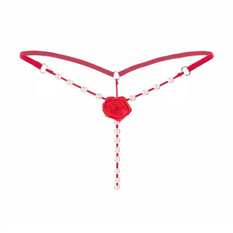 Haut string Sexy femmes string dentelle florale avec perles perles sous-vêtements Lingerie érotique string offre spéciale taille basse intimes slips