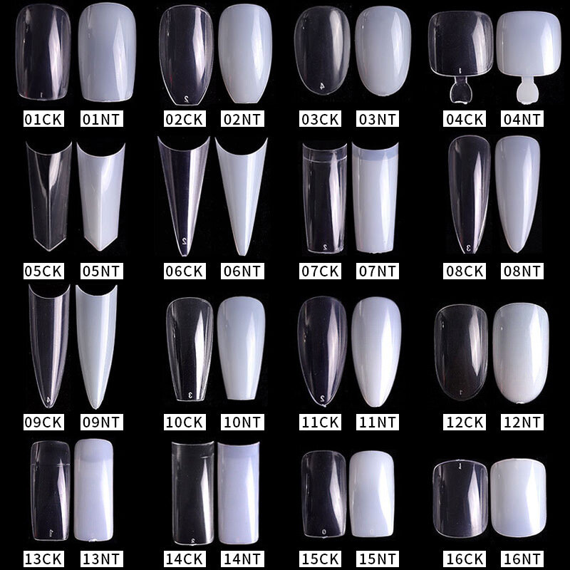 500Pcs  False Nails Artificial Clear White V Straight Round End Full/Half Acrylic Ballet Coffin French Nails Art Tips Manicure