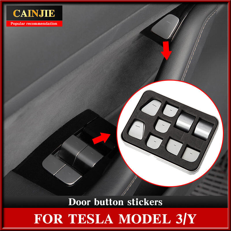 Model 3 Deur Knop Decoratie Sticker Abs Voor Tesla Model 3 Y Accessoires Venster Lift Schakelaar Knop Sticker Model Drie 2020