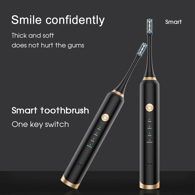 Boi-cepillo de dientes eléctrico IPX7 para adultos, impermeable, recargable por USB, 4 modos, tridimensional, inteligente, Sónico