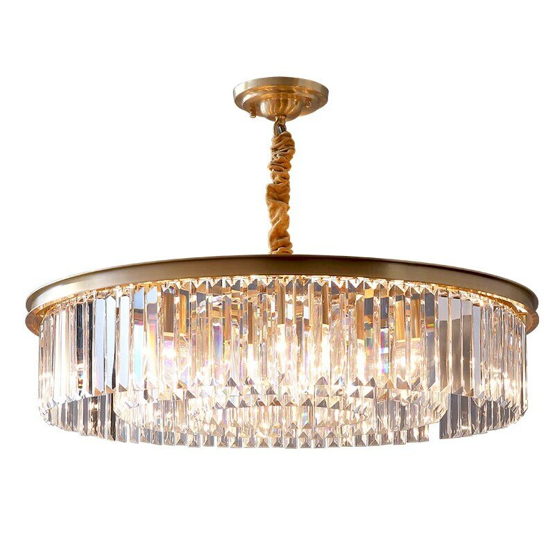 Lustre de cobre luxo para sala estar quarto led lustres cristal ouro decoração para casa lâmpada cristal