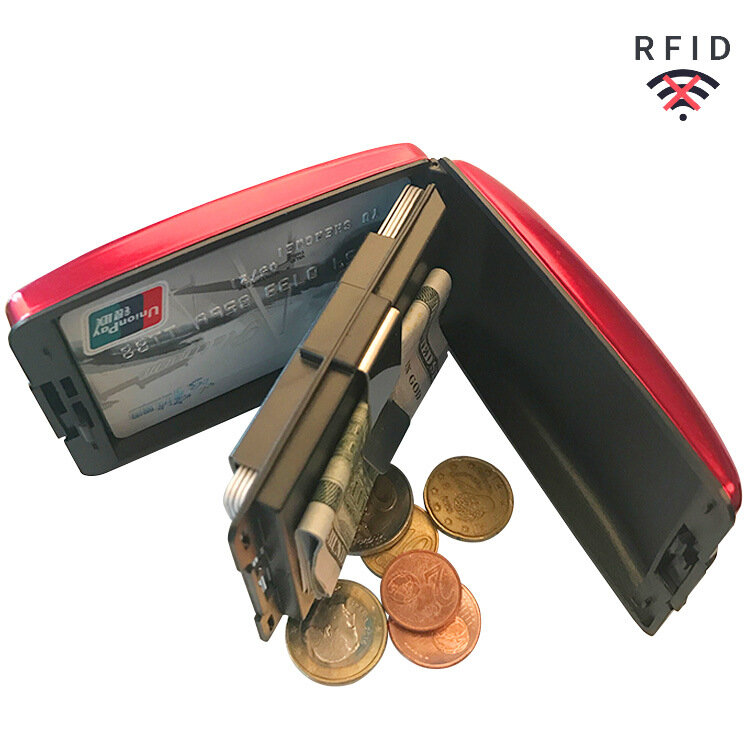 RFIDロック付きの保護カードホルダー,1個,IDカードホルダー,名刺ホルダー,アルミケース,一体型カードボックス,ドロップシッピング