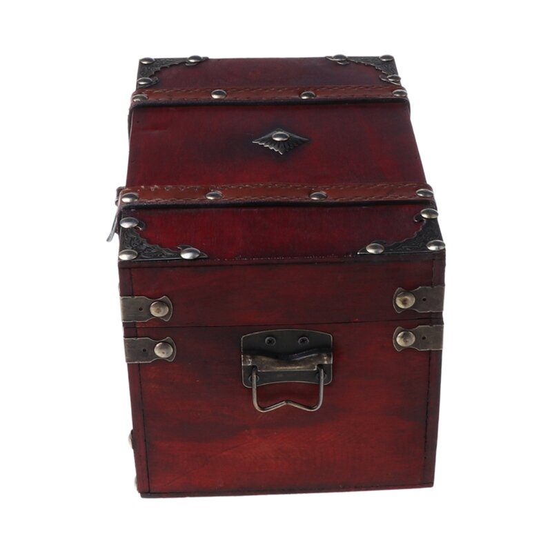 Cofre del Tesoro Retro con cerradura, caja de almacenamiento de madera Vintage, joyería de estilo antiguo, envío directo